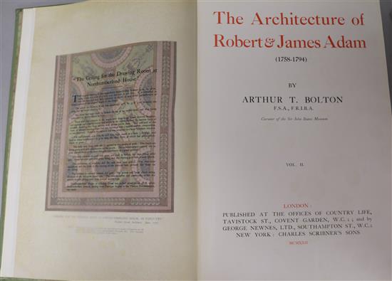 Bolton, Arthur - The Architecture of Robert and James Adam, 1st edition, 2 vols, folio, original cloth, in slip case, London 1922